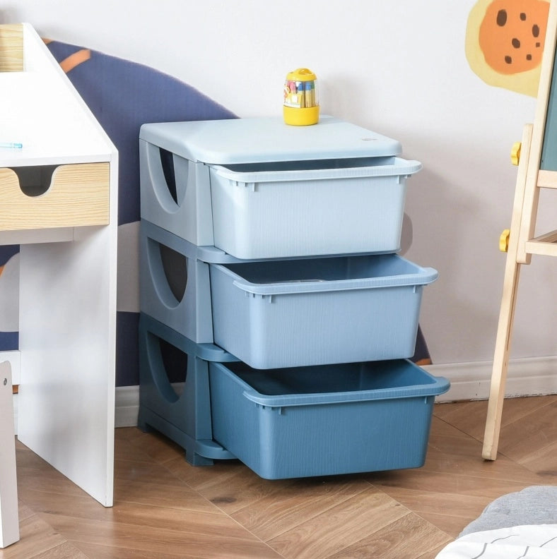 Contenitore per bambini con 3 cassetti, blu