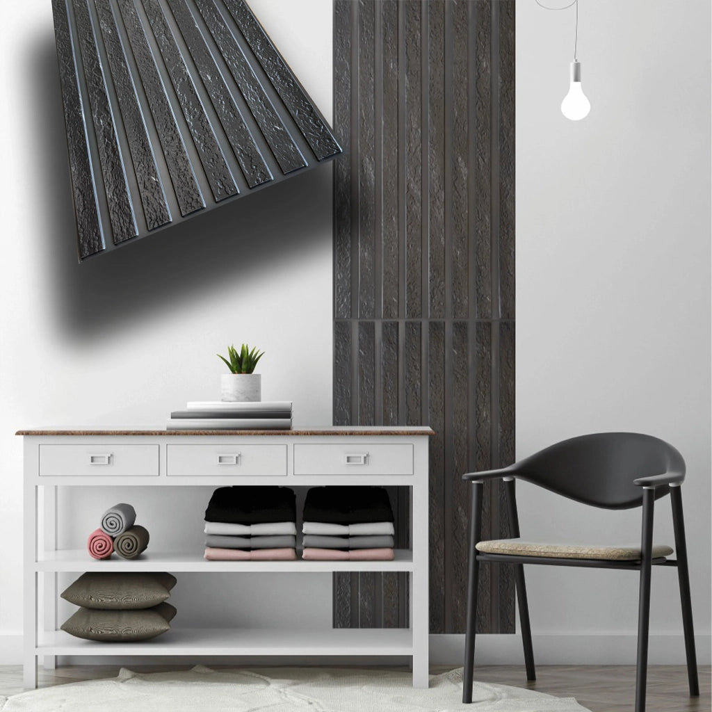 Pannelli 3D Rivestimento a parete in PVC effetto LAMELLI PIETRA 97x50cm Realistici, isolanti, idrorepellenti.