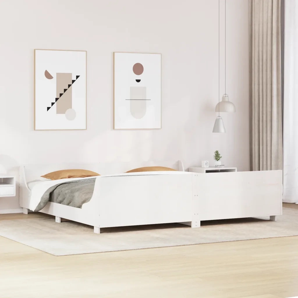 Giroletto senza Materasso Bianco 200x200 cm Legno Massello Pino 3302271