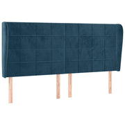 Testiera | Testata ad Orecchio Blu Scuro 183x23x118/128 cm in Velluto