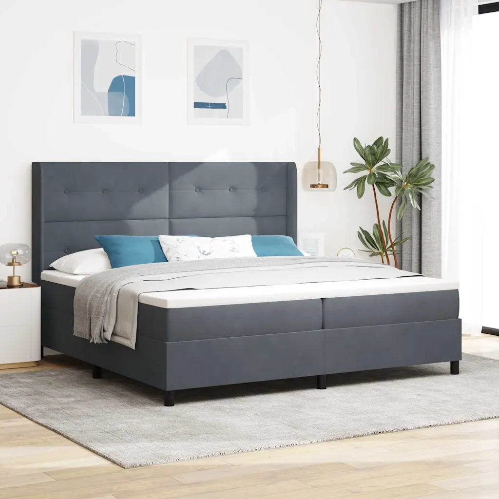 Letto a molle con strisce LED Grigio scuro 200 x 200 cm Velluto 3343887