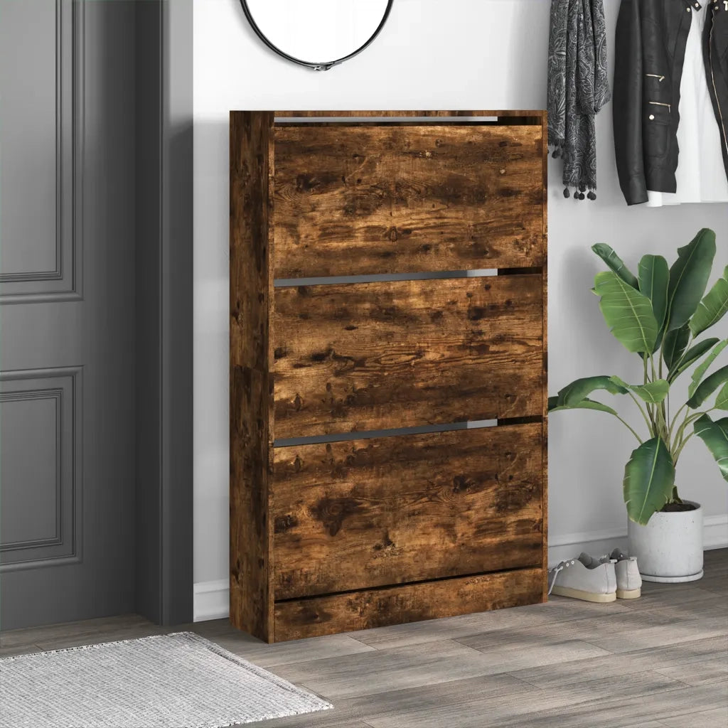 Scarpiera | Mobile per scarpe Rovere Fumo 80x21x125,5 cm in Legno Multistrato