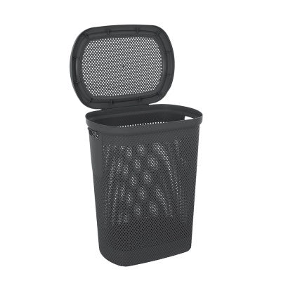 Portabiancheria con coperchio in plastica grigia scuro 58lt Kamala