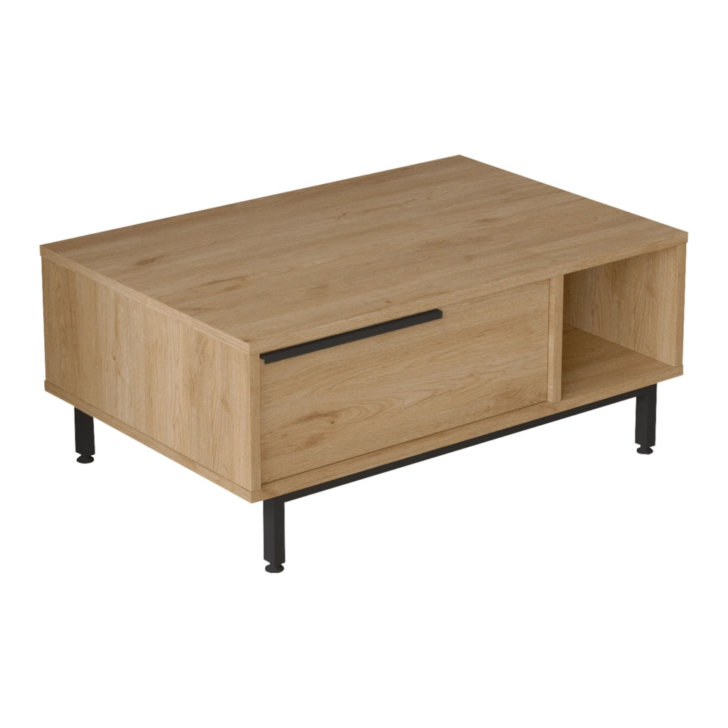 Tavolino Majaajoå da Salotto con Scomparto Chiuso e Aperto - Effetto Rovere [en.casa]