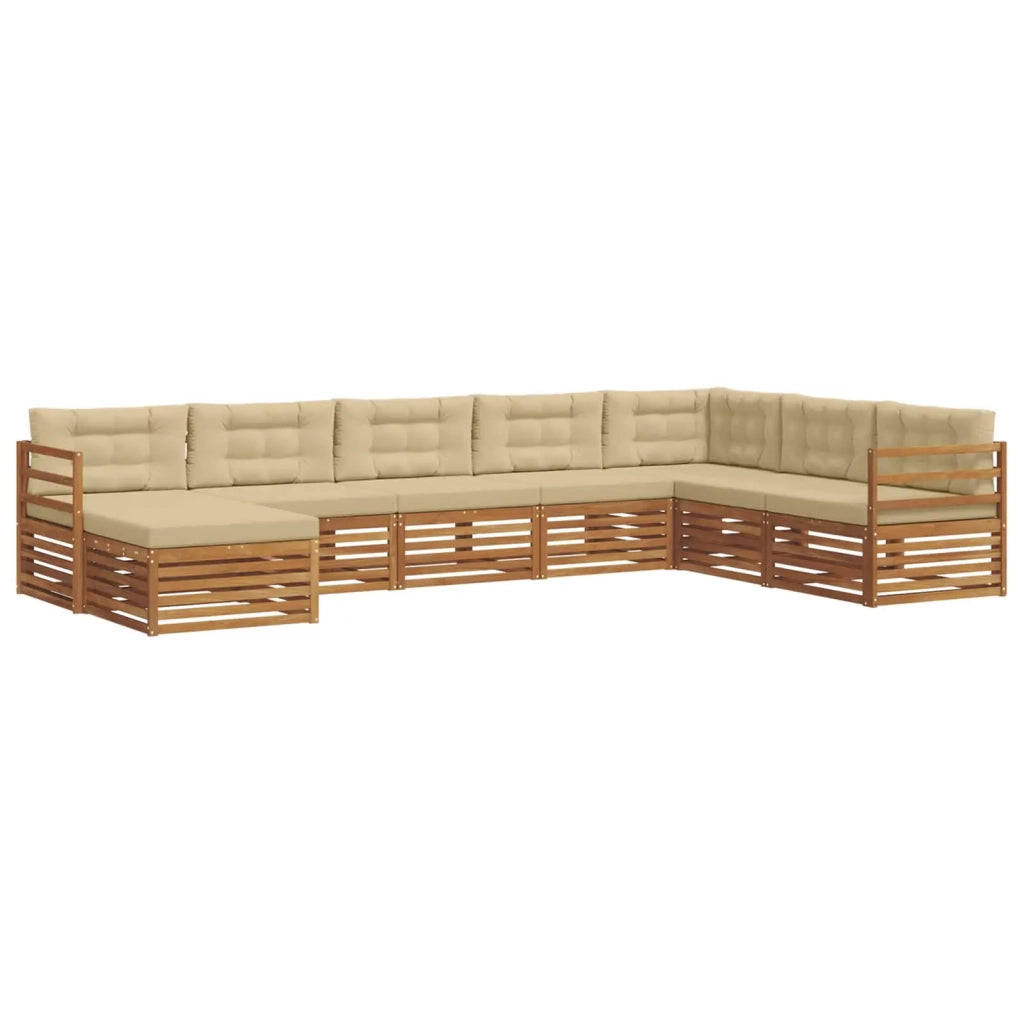 Set di divani da esterno con cuscino 8 pcs Naturale e Beige 3373923