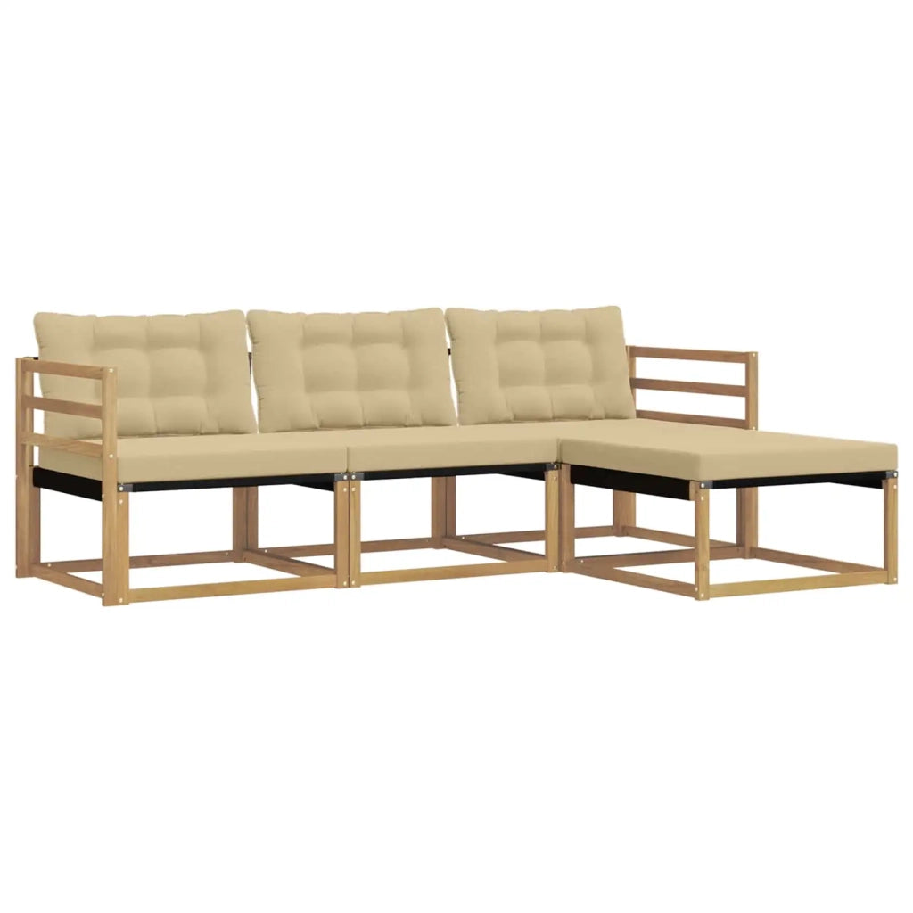 Set di divani da esterno 4 pz Bianco e Beige 3388555