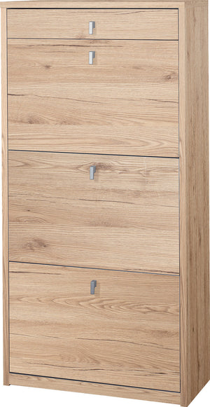 Scarpiera 3 Ante 1 Cassetto 63x127x29 cm Rovere Naturale