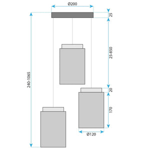 Lampada APP1811-3CPR Frosted Grey