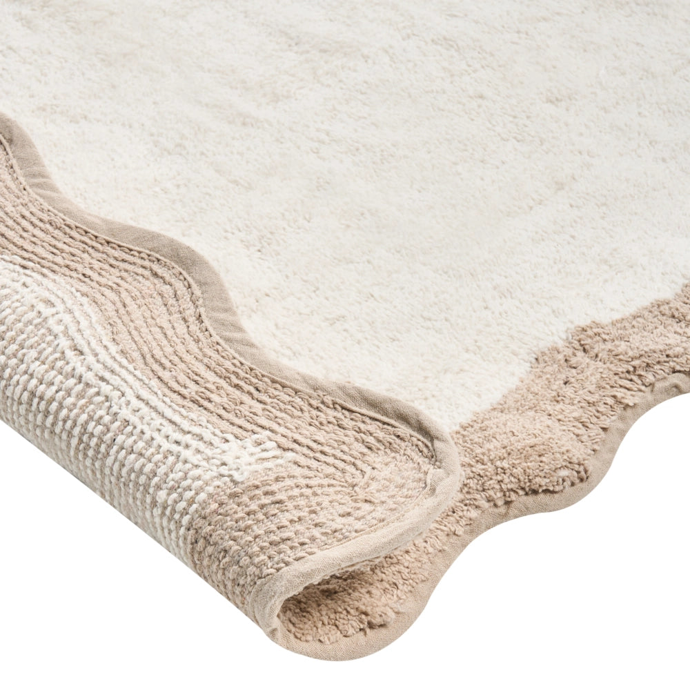 Tappeto da bagno in cotone rettangolare 80 x 90 cm beige e marrone Motivo decorativo da bagno Design moderno