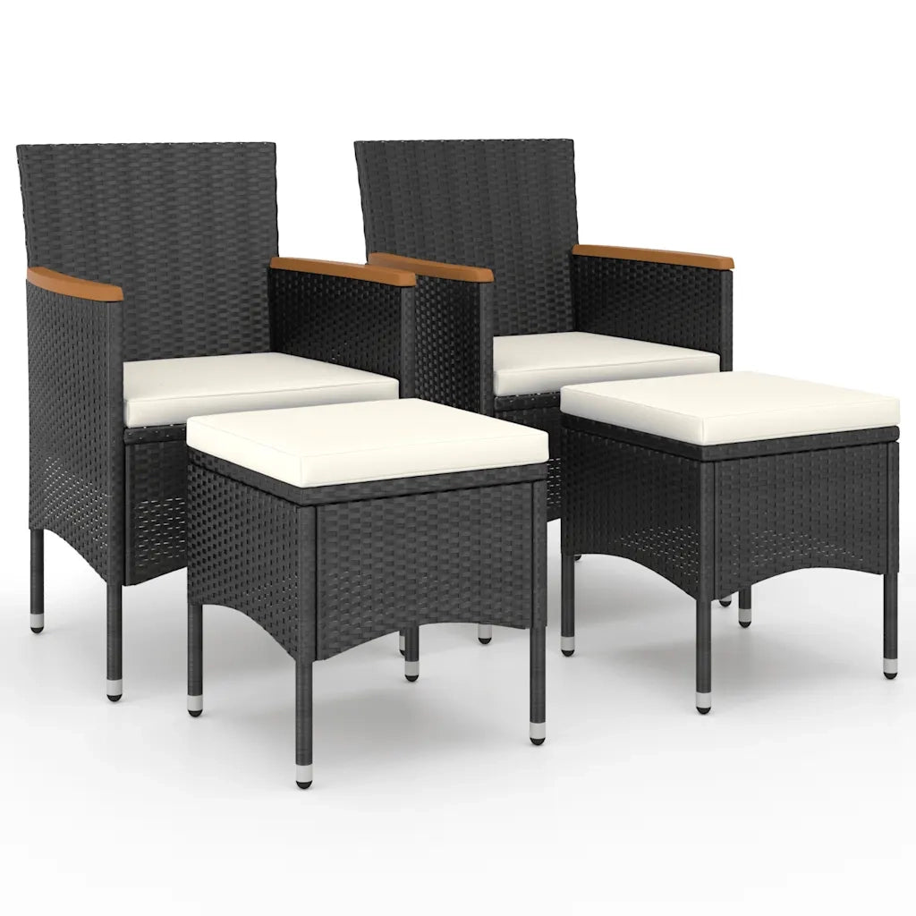 Set Sedie e Sgabelli da Giardino 4 pz in Polyrattan Nero CFW2531588