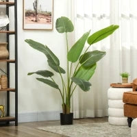Pianta Artificiale Decorativa 109 cm Banano Artificiale con Vaso e Foglie per Interno Verde