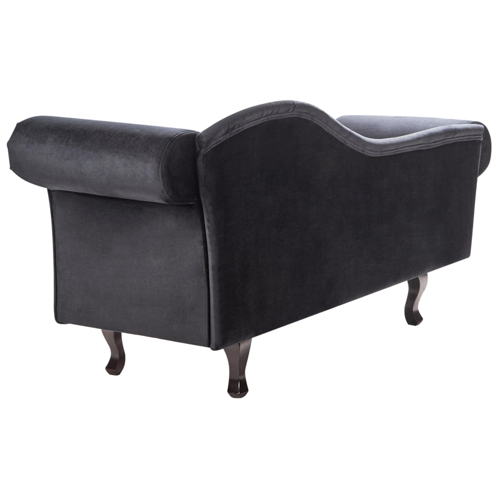 Chaise Lounge in velluto nero imbottito a lato destro con cuscino in stile retrò tradizionale Facile da pulire Adatto agli animali domestici