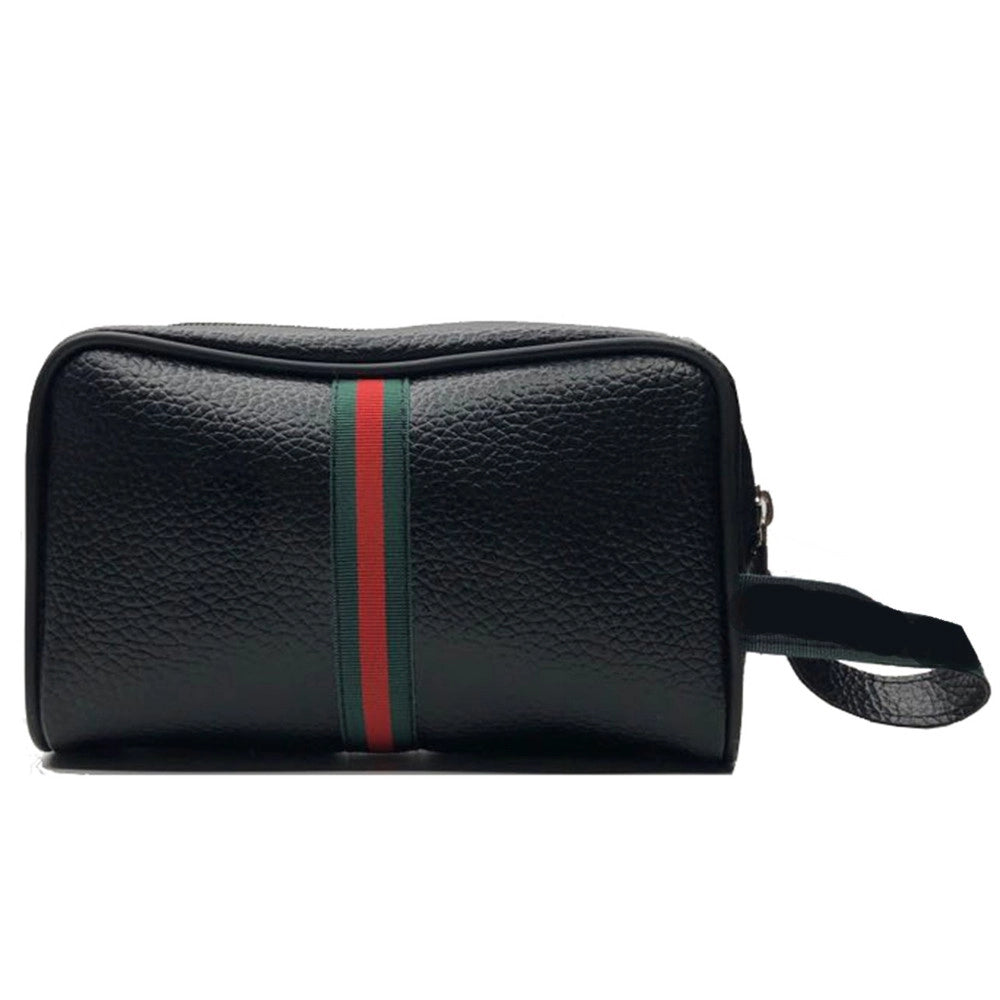 Trade Shop - Pochette Uomo Nero Borsello Beautycase Borsa Eco Pelle Porta Documenti Oggetti -