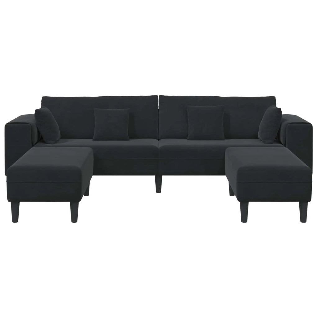 Divano 3 pcs Nero 250 x 188 x 76 cm Velluto 3335177