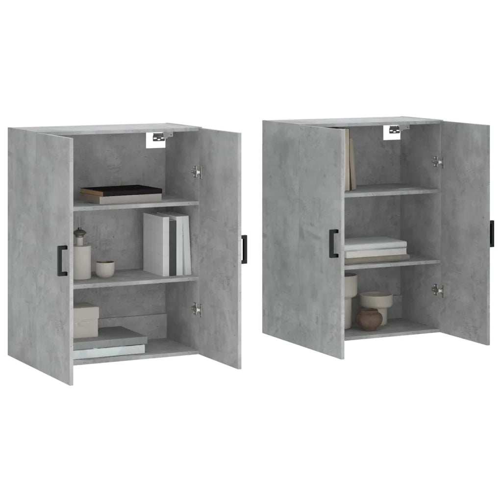 Armadietto a Muro | Mobili a Parete 2 pz Grigio Cemento 69,5x34x90 cm