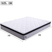 Materasso a molle 140 x 200 cm; spessore 25 cm; bianco; in tessuto e metallo
