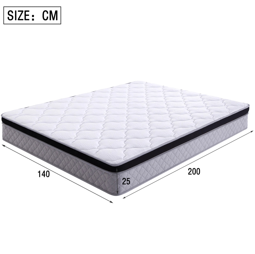 Materasso a molle 140 x 200 cm; spessore 25 cm; bianco; in tessuto e metallo