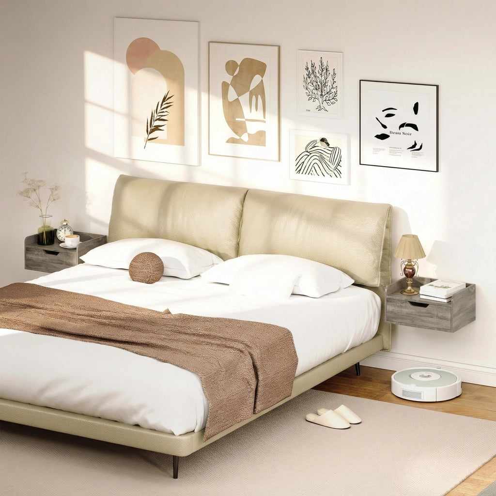 Comodino da parete con cassetto e bordo rialzato ¨C Minimal ¨C 40x30x19,5cm, grigio