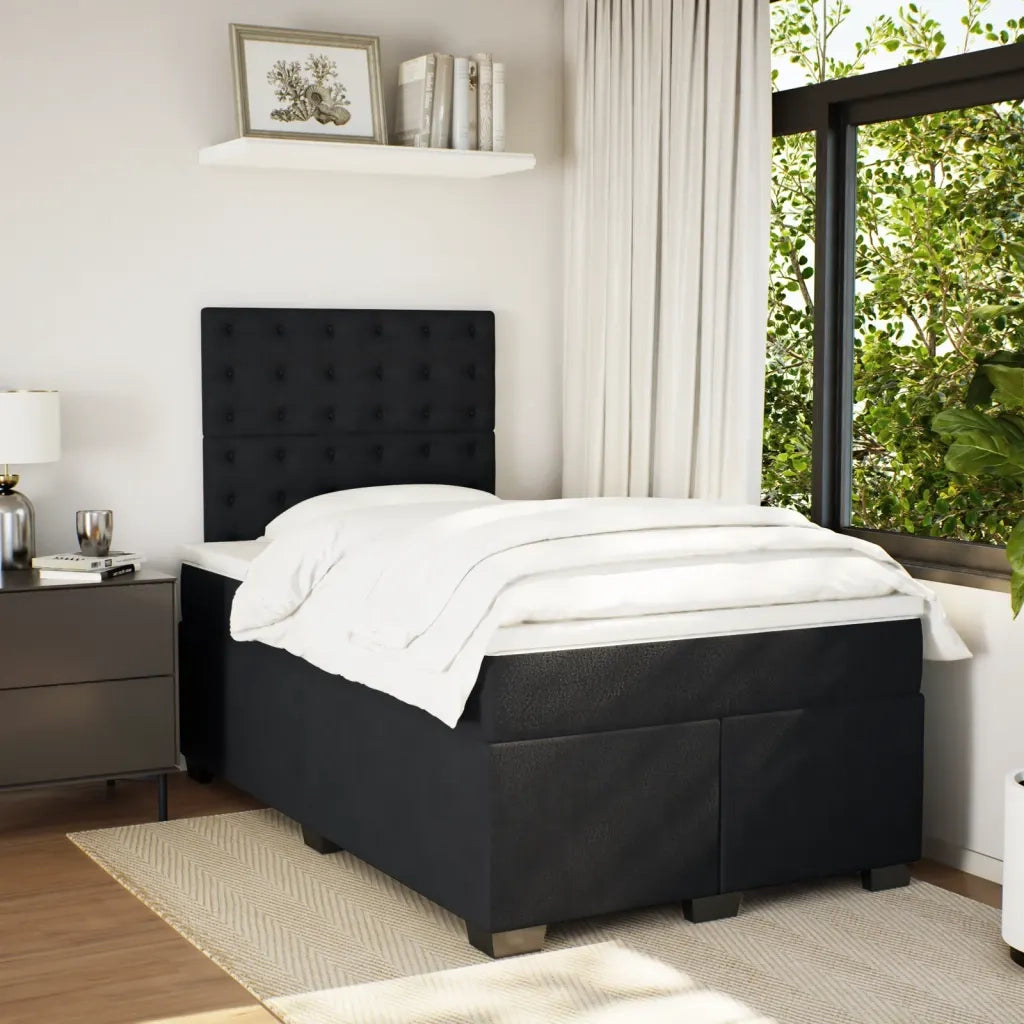 Giroletto a Molle con Materasso Nero 120x200 cm in Velluto