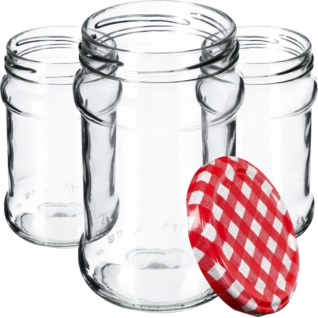 KADAX 50x Barattoli per Conserve Barattolo di Vetro da 315ml Marmellata di Miele + Tappi Fi66