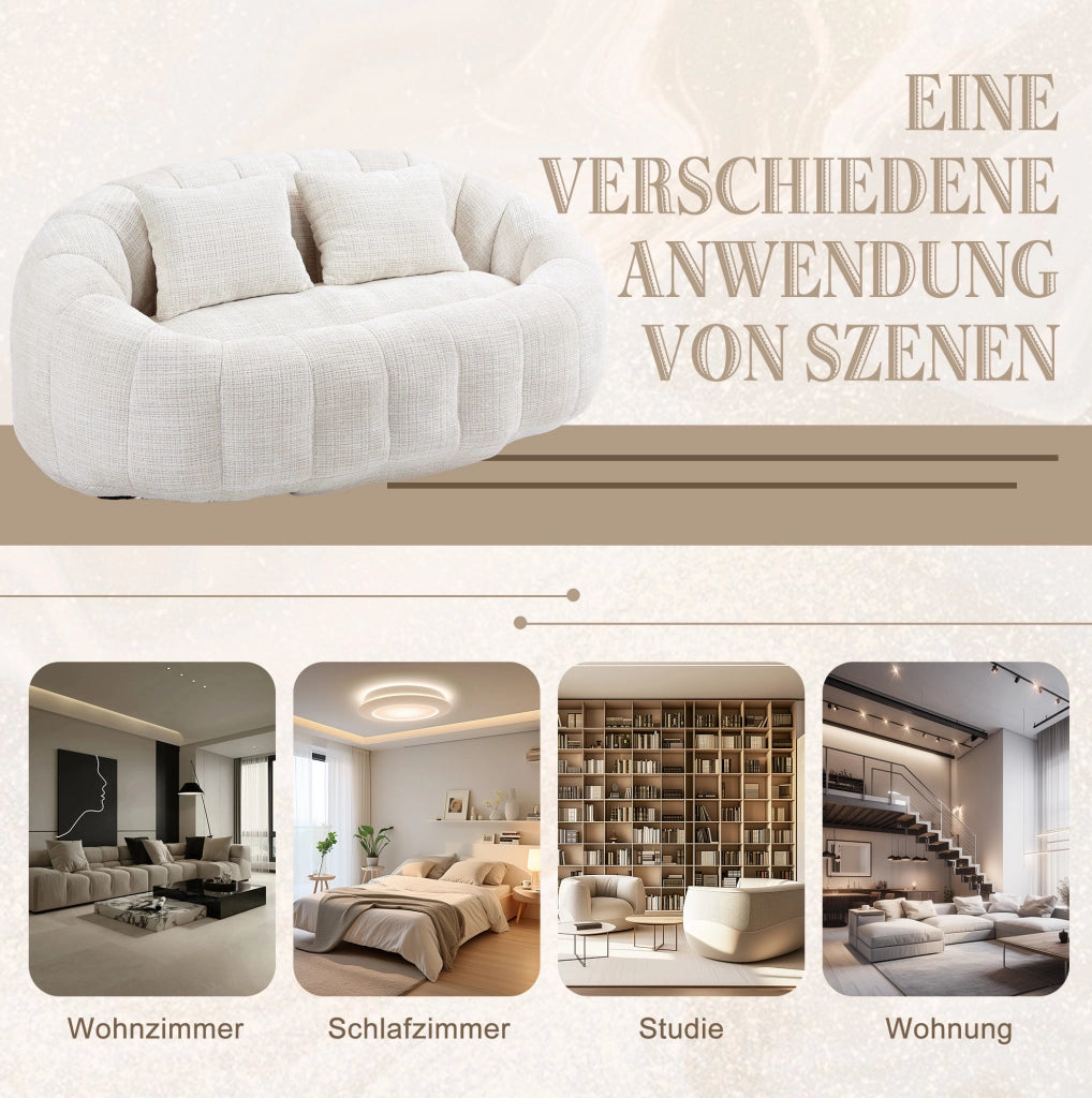 Sacco poltrona a due posti in ciniglia beige; 150x95x63 cm; con schiuma memory