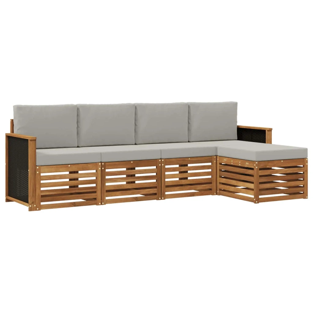 Set di divani da esterno 5 pz Naturale e Grigio Chiaro 3384222
