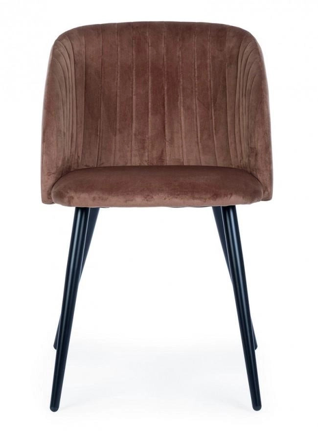 Set 2 Sedie 53x57x81,5 cm in Poliestere Effetto Velluto Ruggine