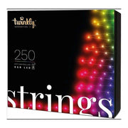 Twinkly strings – stringa di luci a led controllabile da app con 250 led rgb (16 milioni di colori). 20 metri. cavo nero. decorazione luminosa intelligente per interni ed esterni -  tws250stp