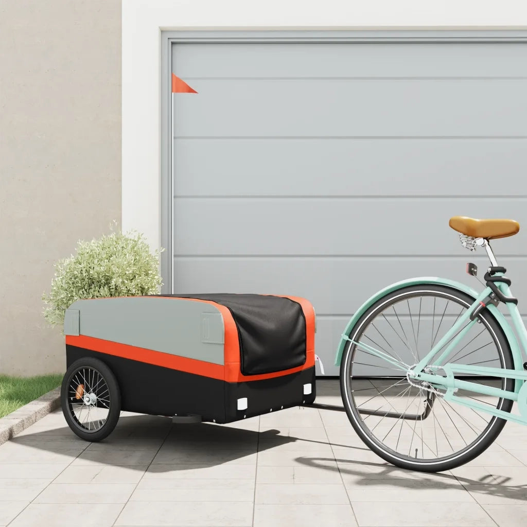 Rimorchio da Bici Nero e Arancione 45 kg in Ferro CFW9833805