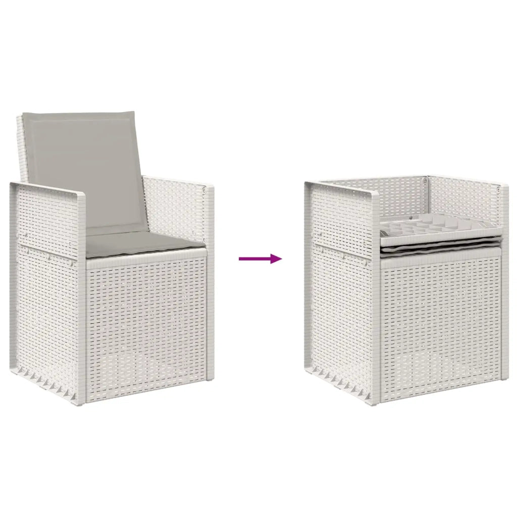 Set da Pranzo per Giardino 7 pcs Bianco e Grigio Chiaro PP