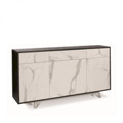 Mobile 3 Ante 3 Cassetti 164L x 41P x h92 – Finitura Nero Opaco e Marmo Calacatta – Sarmog
