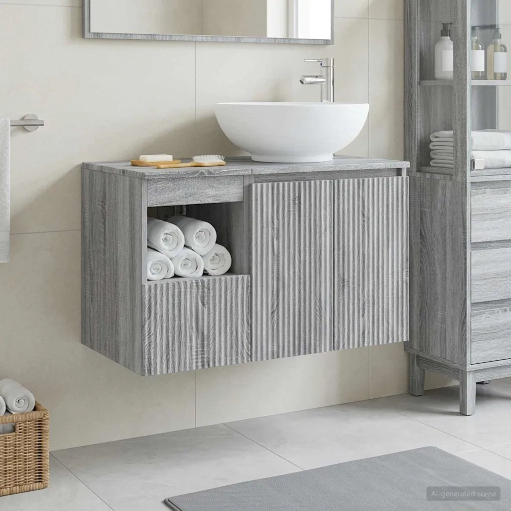 Set di mobili per il bagno 2 pz Sonoma grigio 3404090
