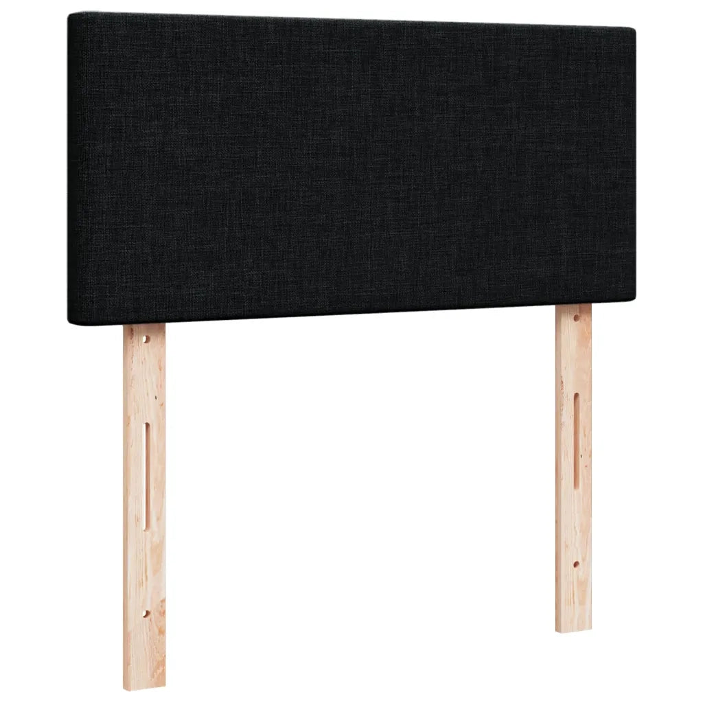 Letto a Molle con Materasso Nero Singolo in Tessuto