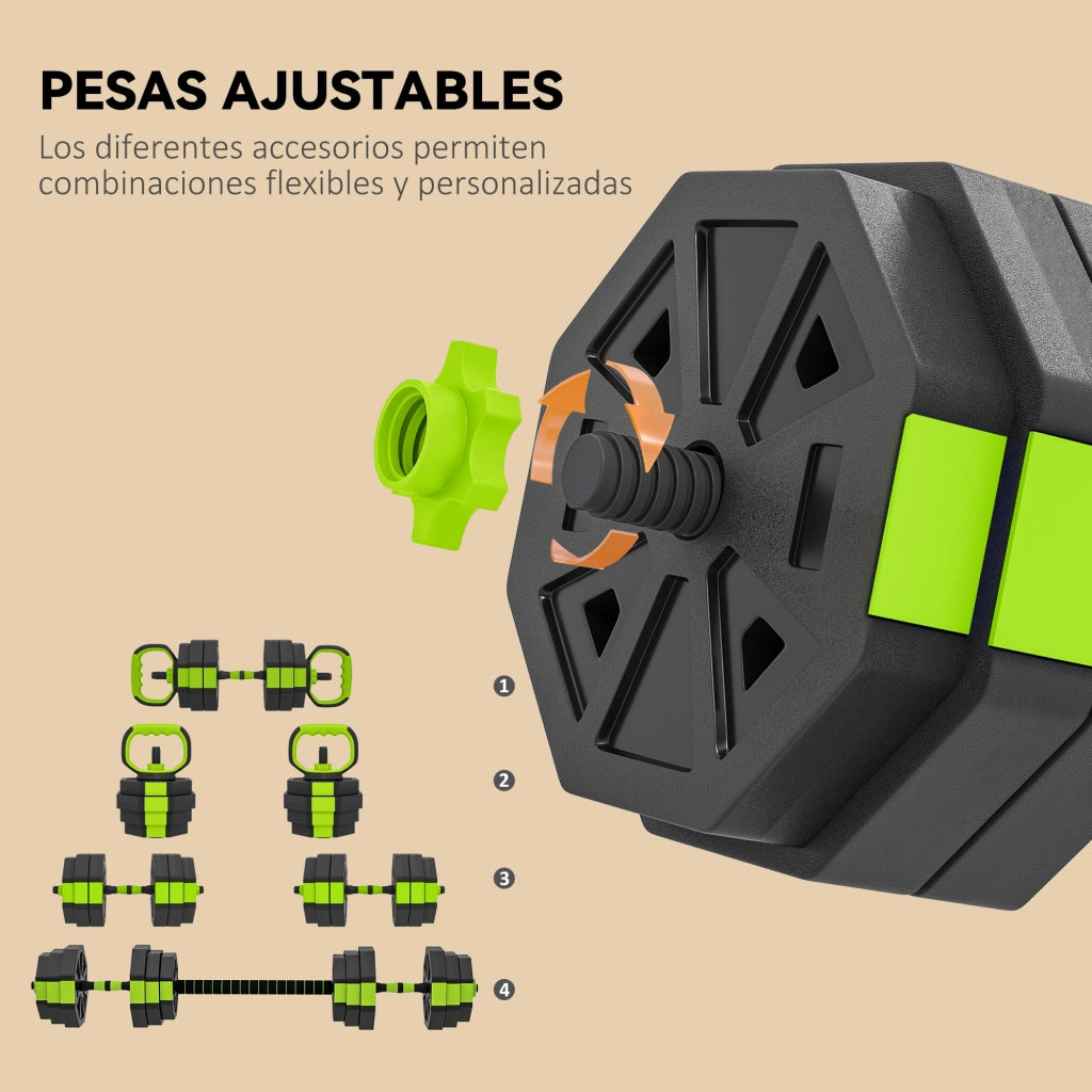 Mancuernas Ajustables 25 kg 6 en 1 ¨C zephmum ¨C Kettlebell Barra Soporte para Flexiones