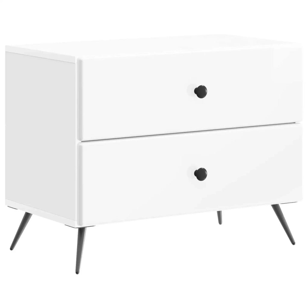 Armadio da Notte con cassetto Bianco Lucido 62 x 34,5 x 47,5 cm 895469