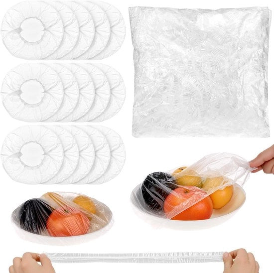 Sacchi di conservazione (300 pezzi) per conservazione alimentare e pellicola di conservazione con elastico