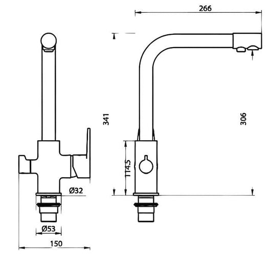 Miscelatore per lavello tre acque completo 