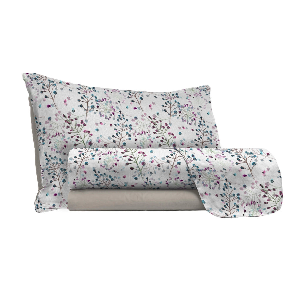 Set Lenzuola Singolo con Stampa Sopra Sotto e Federe Flor