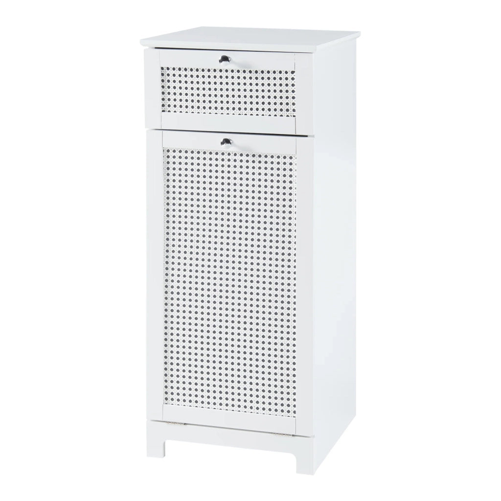 Mobile lavanderia in MDF PVC effetto rattan 90 x 38 x 40 cm bianco 03_0010147
