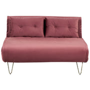 Divano Letto a 2 posti in velluto rosa con gambe in metallo senza braccioli 2 cuscini gambe metallo glamour