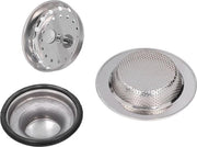 Set di combinazione per lavandino e stop - 3 pezzi, Lavandino in acciaio inossidabile con rubinetto di scarico.