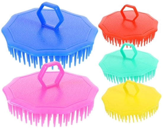 Spazzola per massaggiare la testa in silicone - spazzola per capelli - aumenta la crescita dei capelli - 5 pezzi - scrub corpo - morbido per la pelle capelluta - adatto a tutti i tipi di capelli