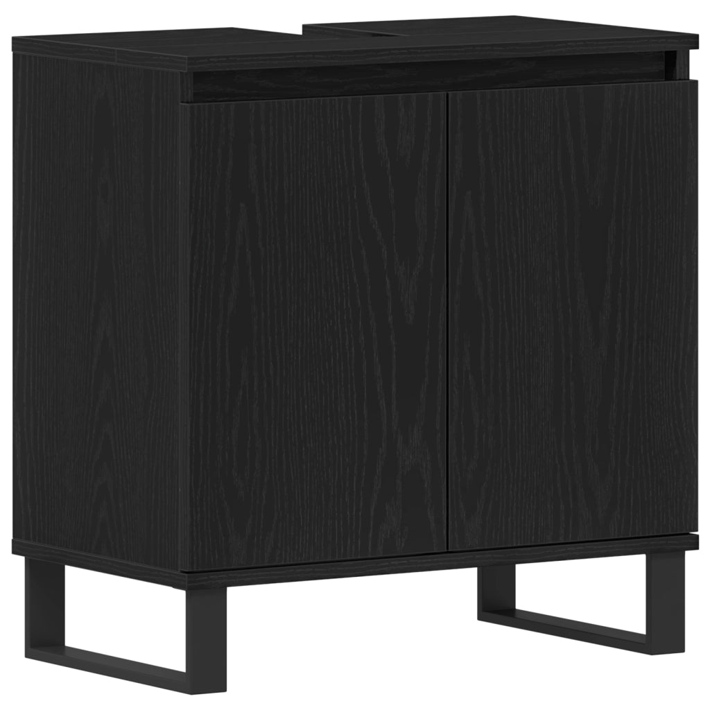 Mobile lavabo bagno  Nero Rovere 58x33x60 cm Legno ingegnerizzato