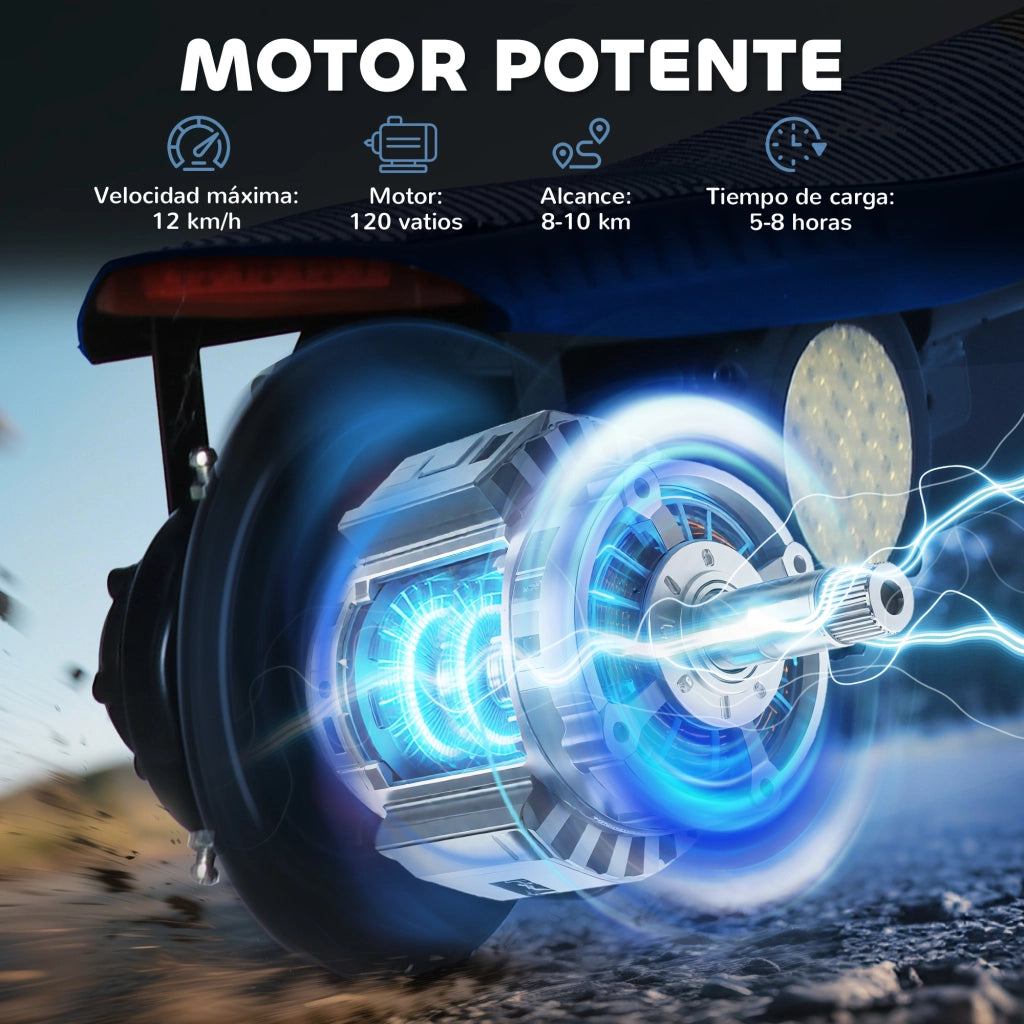 Monopattino Elettrico per Bambini ¨C zephmum ¨C Pieghevole con LED, 7-14 Anni, 12 km/h, Blu