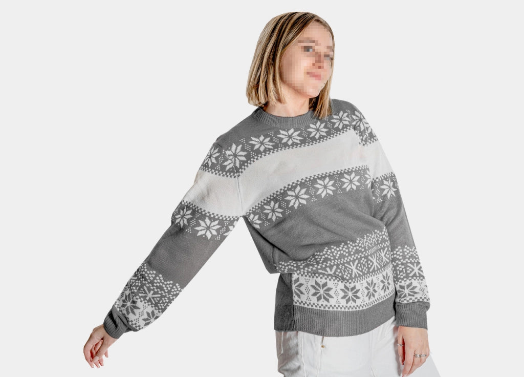 Maglione Natalizio Maglioncino Xmas Pullover Girocollo Winter Per Adulto - L - Winter Grigio