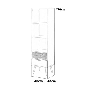 Bolt - colonna multiuso in stile nordico con 2 cassetti e 3 vani a giorno