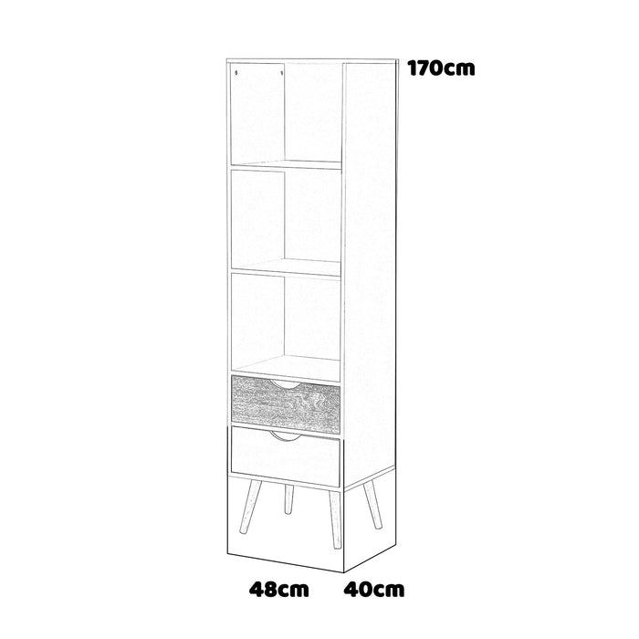 Bolt - colonna multiuso in stile nordico con 2 cassetti e 3 vani a giorno