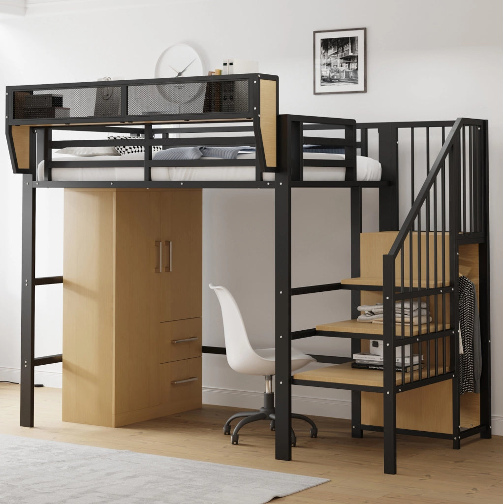 Armadio per cameretta 70x40x135 cm con 2 ante; 2 cassetti e vano; naturale