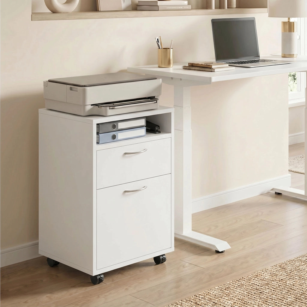 Cassettiera da Ufficio con Ruote ¨C Zephmum ¨C Bianco 40x35x60 cm