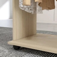 Armadio Aperto con 6 Ruote, 120L x 40P x 128A cm, in Legno, Color Naturale